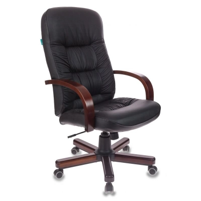 Кресло руководителя Бюрократ T-9908, WALNUT черный кожа крестовина металл