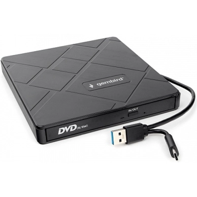 Привод Gembird DVD-USB-04USB 3.0 пластик, со встроенным кардридером и хабом черный
