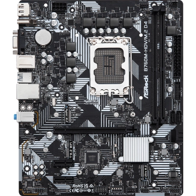 MB s1700 ASRock B760M-HDV/M.2 D4 Intel B760, 2xDDR4-3200 МГц, 1xPCI-Ex16, 2xM.2, Micro-ATX
