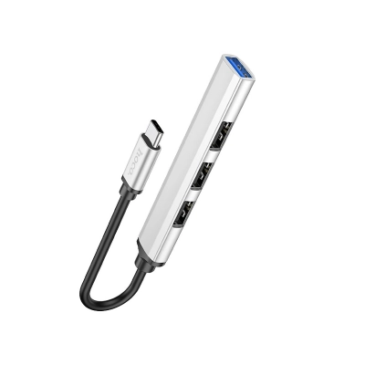 Хаб Type-C - USB Hoco HB26 4USB, 13см (silver) (206206)