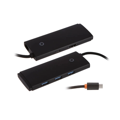 USB Hub Baseus Lite (WKQX040001) 5-Port Type-C HUB Docking Station (Type-C to HDMI+USB3.0*3+PD) Black