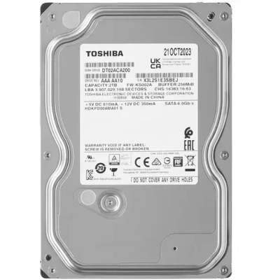HDD Toshiba DT02ACA200 2TB SATA 6.0Gb/​s, 7200 rpm, 256Mb buffer, 3.5