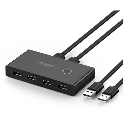 USB-хаб UGREEN US216 (30767) 2 In 4 Out USB 2.0 Sharing Switch Box Black
