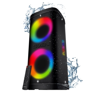 Портативная акустика SVEN PS-950, черный (160 Вт, TWS, Waterproof(IPx4), Bluetooth, FM, USB, microSD, LED-дисплей,8800мА*ч)
