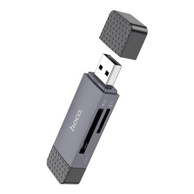 Кардридер HOCO HB45 Spirit 2-in-1 USB/​Type-C 2.0 card reader metal gray