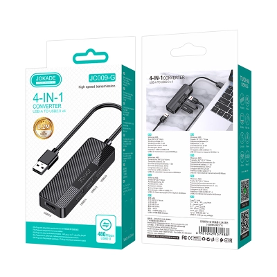 USB HUB Jokade JC009-G 4 in 1 на 4 USB 2.0 black