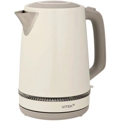 Электрочайник Vitek VT-WK1066 1.7л 2200Вт бежевый/коричневый корпус металл/пластик