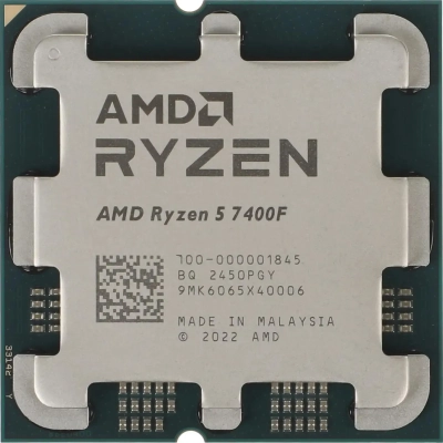 Процессор AMD Ryzen 5 7400F Tray (100-000001845) (AM5, 3.7GHz up to 4.7GHz/​6Mb+32Mb, 6C/​12T, 5nm, Raphael, 65W, unlocked)