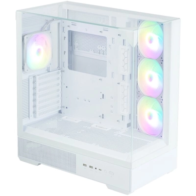 Корпус ZALMAN P40 Prism Plus, ATX, White, Window, 3xCombo (3.5'' or 2.5), 1xUSB Type-C, 2xUSB3.0, Side 3x120mm ARGB, Rear 1x120mm ARGB