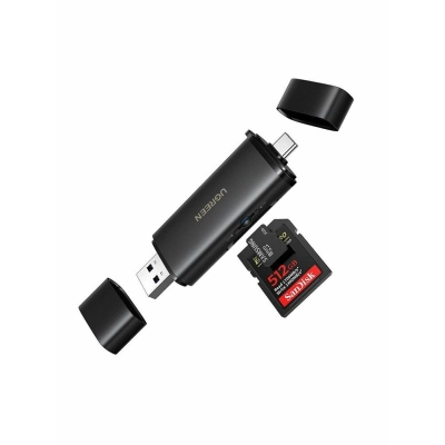 Картридер на два слота UGREEN CM803 (65024) 2-in-1 USB-C - USB-A SD Card Reader черный