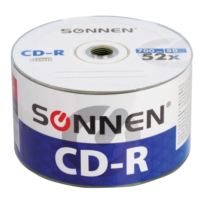 Диск CD-R SONNEN 512571, 700Mb 52x Bulk (термоусадка без шпиля), 50шт