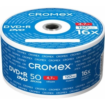 Диск DVD+R CROMEX 513774, 4,7Gb, 16x, Bulk (термоусадка без шпиля) 50шт