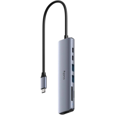 Концентратор Cudy UH407 USB-C 7 в 1 с поддержкой HDMI 4K и слотами для карт памяти SD и TF