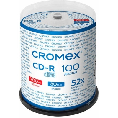 Диск CD-R CROMEX 513778 700Mb, 52x, Cake Box (упаковка на шпиле) 100шт