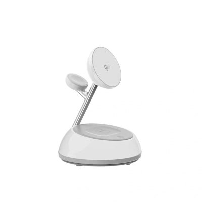 Беспроводная зарядка WIWU Wi-W036 Aurora Qi2 3in1 Wireless Charger White