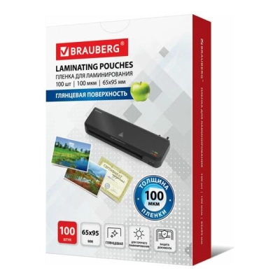 Пленки-заготовки для ламинирования BRAUBERG 530903 (65х95мм) 100мкм 100шт