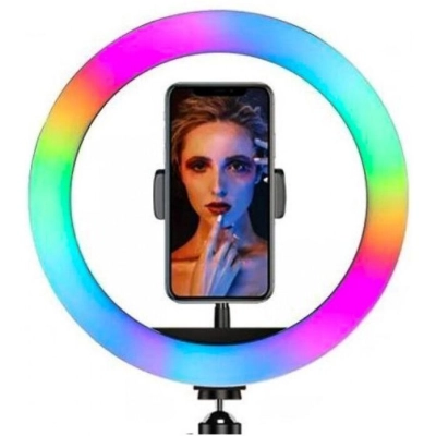 Кольцевая лампа цветная MJ33 RGB LED с пультом на проводе, 32см, в коробке (White)