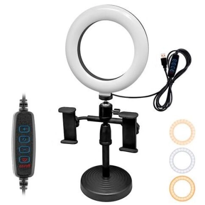 Кольцевая лампа CXB-160A со штативом-подставкой и держателем, диаметр 16см, в коробке (White)