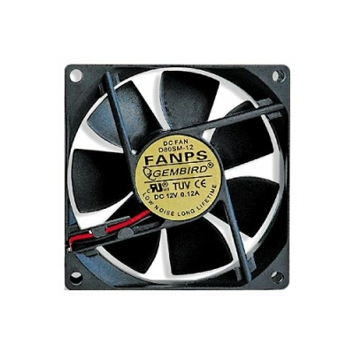 Вентилятор 80 мм Gembird FANPS, 80x80x25, 2 pin, 1200 rpm, 19 dBA, втулка (sleeve), MTBF: 30000 часов, длина провода 30 см