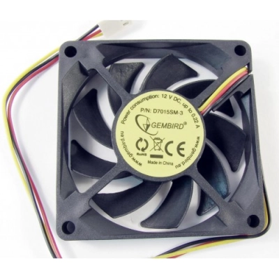 Вентилятор 70 мм Gembird D7015SM-3, 70x70x15, 3 pin, 2100 rpm, провод 25 см