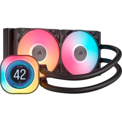 СВО Corsair iCUE Link Titan 240 RX LCD (CW-9061022-WW) (240mm, Black, RGB/ Fans 2x120mm, 73.5CFM, 36dBA)
