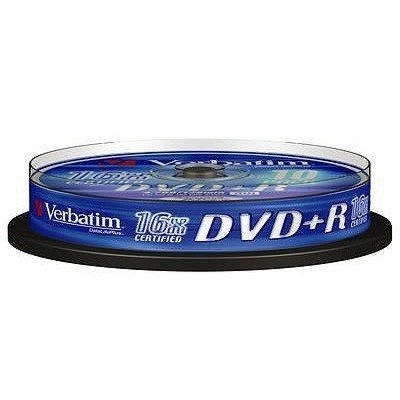 Диск DVD+R Verbatim 4.7Gb 16x Cake Box (10шт) 43498