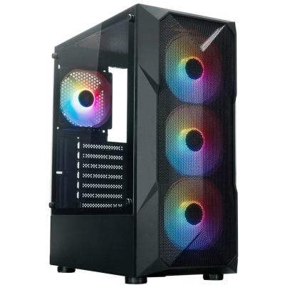Корпус XASTRA A304 4FRGB Black (A304-4FC12F) ATX/​Mesh/​halfl-size TG/​4x120mm FRGB FC fans