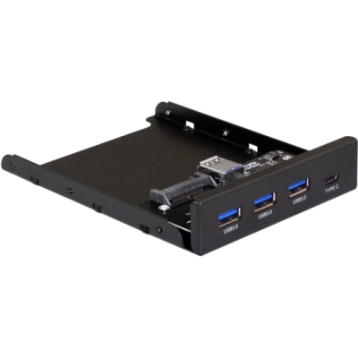 Планка USB на переднюю панель ExeGate U3H-623, 3,5, 3*USB3.0+1*TypeC, черная, металл, подсоединение к мат. плате 283579
