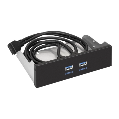 Планка USB на переднюю панель ExeGate U5H-615, 5,25, 2*USB3.0, черная, металл, подсоед. к MB 289289