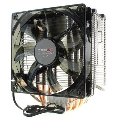 Кулер CROWN CM-5 (Для Intel и AMD, TDP до 187 Вт, 5шт. теплопроводных трубок, Синяя светодиодная подсветка, Гидродинамическиий подшипник)