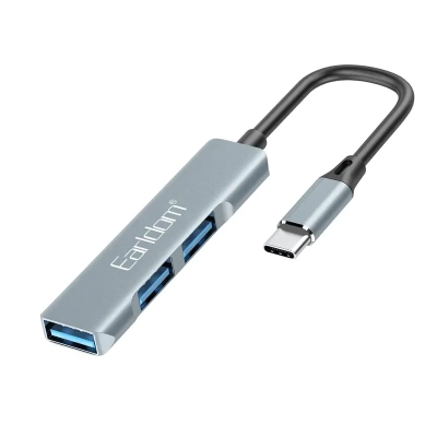 USB HUB Earldom ET-HUB19 Type C, 3USB+выход Type C PD серебро
