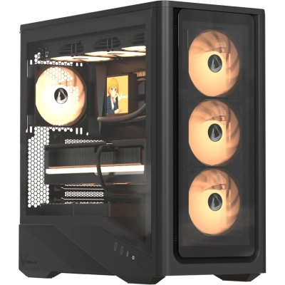 Корпус Formula V Line Air Power G9 Duo PA Black, ATX, Type-C*1, USB3.0*2, MESH/​Glass Front Panel, Front 3x Performance ARGB, Rear 1x Performance ARGB