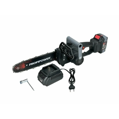 Цепная пила PROFIPOWER MKDUC-18V (E0114M1) 20В, Li-ion-1шт, 4.0Ач, шина 12, 0-4000об/​мин, цепь 3/​8, 45 звеньев, З/​У, в коробке