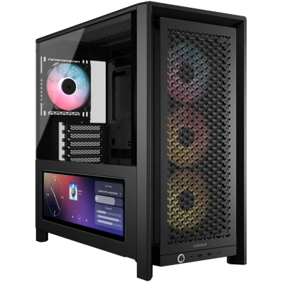 Корпус Corsair Frame 4000D LCD RS ARGB (CC-9011326-WW), без БП, Midi-Tower, TG, 3x120mm 2xUSB-A 3.2, 1xUSB Type-C, E-ATX, ATX, mITX Black