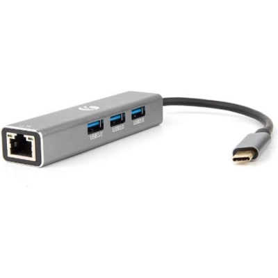 USB-концентратор VCOM DH311A USB 3.1 Type-C(M)--RJ-45+3*USB 3.0(f) Aluminum Shell (1/​150)