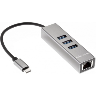 USB-концентратор TELECOM TA311C USB 3.1 Type-C--RJ-45 1000Mbps +3*USB 3.0, Aluminum Shell, 0.2м (1/​140)