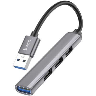 Хаб Hoco HB26 USB 3.0 4 порта 3 USB2.0/​1 USB3.0 серебристый