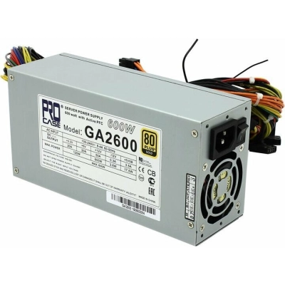 Блок питания Procase GA2600 600W ATX 2U 240*100*70mm, 2Fan, PFC