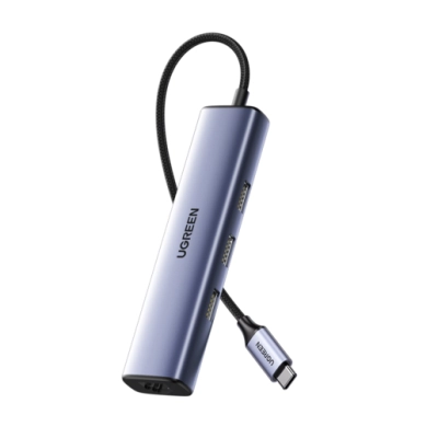 USB Hub UGREEN CM475 60600 Type C to 3*USB 3.0 + RJ45 gigabit Converter without power port