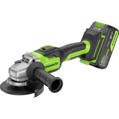 УШМ Greenworks GD24AG (3200207CUB) 24В акк, б/щет, 125мм, 10500об/мин, 1х4Ач, ЗУ, кор