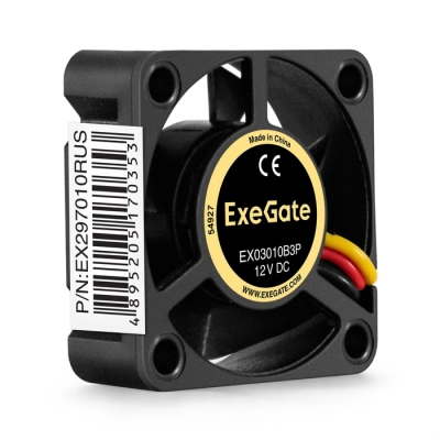 Вентилятор ExeGate EX03010B3P EX297010RUS 12B DC (30x30x10 мм, 2-Ball (двойной шарикоподшипник), 3pin, 10500RPM, 29dBA)