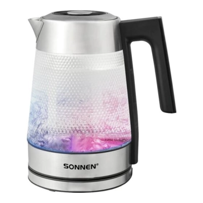 Электрочайник SONNEN KT-1809D (455141) 1,8л, 2200Вт, 5 цветов подсветки, 5 температур, стекло текстура ромб