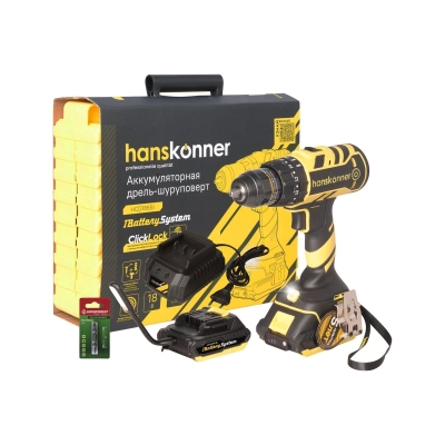Дрель Hanskonner HCD1865I 2 акк. 2 Ач, кейс