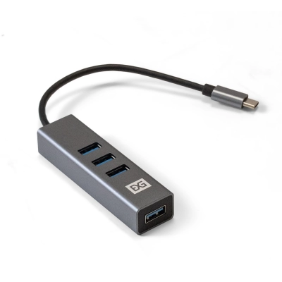 USB-Хаб (концентратор) ExeGate DUB-4TC EX293987RUS (кабель-адаптер USB Type C - 4xUSB3.0, Plug Play, серебристый)