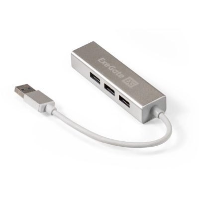 USB-Хаб (концентратор) ExeGate DUB-4 EX293981RUS (кабель-адаптер USB3.0 - 4xUSB3.0, Plug Play, серебристый)