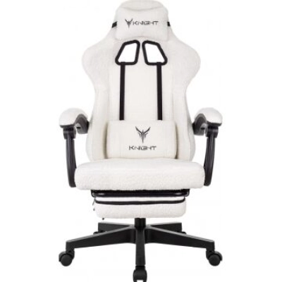 Кресло игровое Knight Lord/F молочный Camby 01 крестов. пластик подст.для ног
