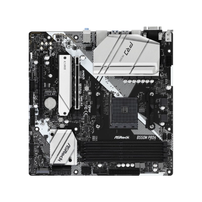 MB sAM4 ASRock B550M PRO4, AMD B550, 4xDDR4-3200, D-SUB+HDMI+DP, 2xPCI-Ex16, 1xPCI-Ex1, 6xSATA3(RAID 0/1/10), 2xM.2, 8 Ch Audio, 1xGLan, (2+4)xUSB2.0, (5+4)xUSB3.2, (1+0)xUSB3.2 Type-C™, 1xPS/2, mATX, RTL
