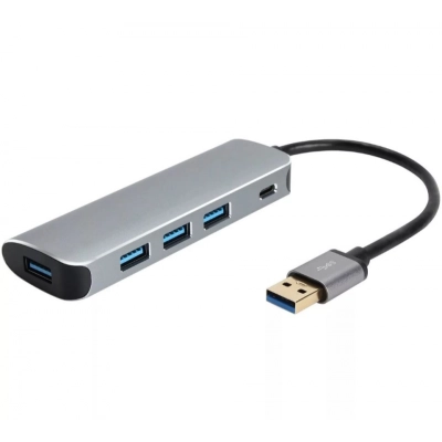Адаптер концентратор Vcom CU4383A USB 3.1 Type-A -- 4 USB3.0 Alum Shell HUB + PD
