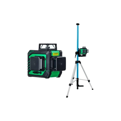 Лазерный уровень INSTRUMAX Greenliner 3-360 (IM0158) + штатив-штанга элевационный lp-300 в комплекте с треногой (3 м)