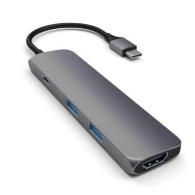 Док-станция Satechi Aluminum Type-C Slim Multi-Port Adapter 4K (ST-CMAM) 2xUSB 3.0, USB Type-C, HDMI, до 60 Вт, Серый